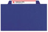 A Picture of product SMD-14096 Smead™ Eight-Section Colored Pressboard Top Tab Classification Folders with SafeSHIELD® Coated Fasteners 8 3 Dividers, Letter Size, Dark Blue, 10/Box