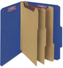 A Picture of product SMD-14096 Smead™ Eight-Section Colored Pressboard Top Tab Classification Folders with SafeSHIELD® Coated Fasteners 8 3 Dividers, Letter Size, Dark Blue, 10/Box