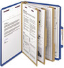 A Picture of product SMD-14096 Smead™ Eight-Section Colored Pressboard Top Tab Classification Folders with SafeSHIELD® Coated Fasteners 8 3 Dividers, Letter Size, Dark Blue, 10/Box