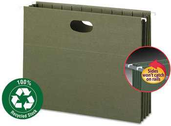 Smead™ 100% Recycled Hanging Pockets with Full-Height Gusset 1 Section, 3.5" Capacity, Letter Size, Standard Green, 10/Box