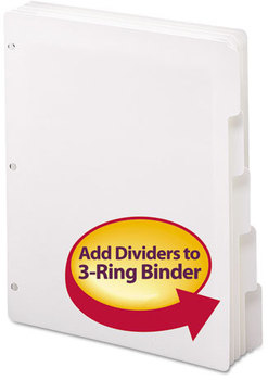 Smead™ Three-Ring Binder Index Divider 5-Tab, 11 x 8.5, White, 20 Sets