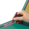 A Picture of product SMD-26785 Smead™ End Tab Colored Pressboard Classification Folders with SafeSHIELD® Coated Fasteners Six 2" Expansion, 2 Dividers, Letter Size, Green, 10/Box