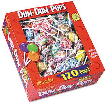 Spangler® Dum-Dum-Pops,  Assorted Flavors, Individually Wrapped, 120 Count Box