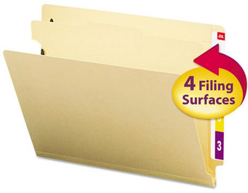 Smead™ Manila End Tab Classification Folders 2" Expansion, 1 Divider, 4 Fasteners, Letter Size, Exterior, 10/Box