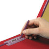 A Picture of product SMD-29783 Smead™ End Tab Colored Pressboard Classification Folders with SafeSHIELD® Coated Fasteners Six 2" Expansion, 2 Dividers, Legal Size, Bright Red, 10/Box