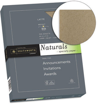 Southworth® Naturals Paper.  8 1/2 X 11 in. 32 lb. Latte color. 100 sheets.