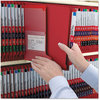 A Picture of product SMD-29783 Smead™ End Tab Colored Pressboard Classification Folders with SafeSHIELD® Coated Fasteners Six 2" Expansion, 2 Dividers, Legal Size, Bright Red, 10/Box