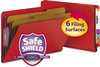 A Picture of product SMD-29783 Smead™ End Tab Colored Pressboard Classification Folders with SafeSHIELD® Coated Fasteners Six 2" Expansion, 2 Dividers, Legal Size, Bright Red, 10/Box