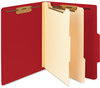 A Picture of product SMD-14003 Smead™ Colored Top Tab Classification Folders with SafeSHIELD® Coated Fasteners Six 2" Expansion, 2 Dividers, Letter Size, Red Exterior, 10/Box