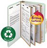 A Picture of product SMD-19093 Smead™ 100% Recycled Pressboard Classification Folders 3" Expansion, 3 Dividers, 8 Fasteners, Legal Size, Gray-Green, 10/Box