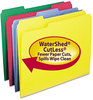 A Picture of product SMD-11951 Smead™ WaterShed®/CutLess® File Folders 1/3-Cut Tabs: Assorted, Letter Size, 0.75" Expansion, Colors, 100/Box