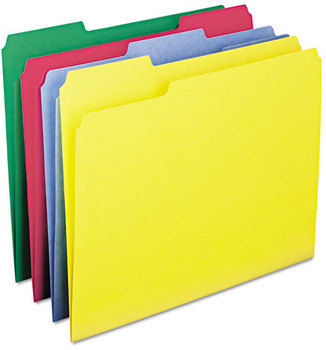 Smead™ WaterShed®/CutLess® File Folders 1/3-Cut Tabs: Assorted, Letter Size, 0.75" Expansion, Colors, 100/Box