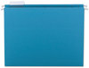 A Picture of product SMD-64074 Smead™ Colored Hanging File Folders with 1/5 Cut Tabs Letter Size, 1/5-Cut Teal, 25/Box