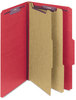 A Picture of product SMD-19031 Smead™ Six-Section Colored Pressboard Top Tab Classification Folders with SafeSHIELD® Coated Fasteners Six 2 Dividers, Legal Size, Bright Red, 10/Box