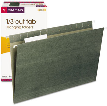 Smead™ Hanging Folders Legal Size, 1/3-Cut Tabs, Standard Green, 25/Box