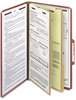 A Picture of product SMD-19075 Smead™ Pressboard Classification Folders with SafeSHIELD® Coated Fasteners Six 2/5-Cut Tabs, 2 Dividers, Legal Size, Red, 10/Box