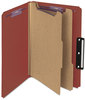 A Picture of product SMD-19230 Smead™ Pressboard Classification Folders with SafeSHIELD® Coated Fasteners Six 1/3-Cut Tabs, 2 Dividers, Legal Size, Red, 10/Box