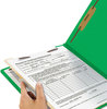 A Picture of product SMD-13702 Smead™ Colored Top Tab Classification Folders with SafeSHIELD® Coated Fasteners Four 2" Expansion, 1 Divider, Letter Size, Green Exterior, 10/Box