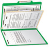 A Picture of product SMD-13702 Smead™ Colored Top Tab Classification Folders with SafeSHIELD® Coated Fasteners Four 2" Expansion, 1 Divider, Letter Size, Green Exterior, 10/Box