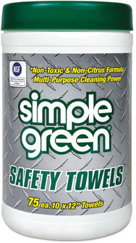 Simple Green® Safety Towels,  10 x 11 3/4, 75/Canister, 6 per Carton