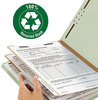 A Picture of product SMD-19022 Smead™ 100% Recycled Pressboard Classification Folders 2" Expansion, 2 Dividers, 6 Fasteners, Legal Size, Gray-Green, 10/Box