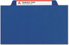 A Picture of product SMD-13732 Smead™ Four-Section Colored Pressboard Top Tab Classification Folders with SafeSHIELD® Coated Fasteners Four 1 Divider, Letter Size, Dark Blue, 10/Box