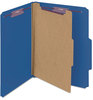 A Picture of product SMD-13732 Smead™ Four-Section Colored Pressboard Top Tab Classification Folders with SafeSHIELD® Coated Fasteners Four 1 Divider, Letter Size, Dark Blue, 10/Box