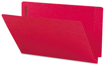 Smead™ Heavyweight Colored End Tab Fastener Folders 0.75" Expansion, 2 Fasteners, Legal Size, Red Exterior, 50/Box