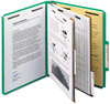 A Picture of product SMD-14063 Smead™ 100% Recycled Pressboard Classification Folders 2" Expansion, 2 Dividers, 6 Fasteners, Letter Size, Green Exterior, 10/Box