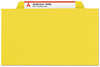 A Picture of product SMD-13734 Smead™ Four-Section Colored Pressboard Top Tab Classification Folders with SafeSHIELD® Coated Fasteners Four 1 Divider, Letter Size, Yellow, 10/Box