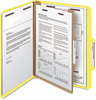 A Picture of product SMD-13734 Smead™ Four-Section Colored Pressboard Top Tab Classification Folders with SafeSHIELD® Coated Fasteners Four 1 Divider, Letter Size, Yellow, 10/Box