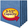 A Picture of product SMD-73225 Smead™ Colored File Pockets 3.5" Expansion, Letter Size, Blue