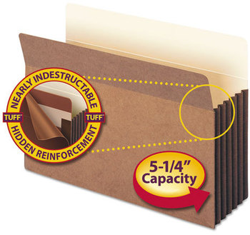 Smead™ Redrope TUFF® Pocket Drop-Front File Pockets with Fully Lined Gussets 5.25" Expansion, Legal Size, 10/Box