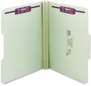 Smead™ Expanding Recycled Pressboard Fastener Folders with SafeSHIELD® Coated Fasteners 1/3-Cut Tabs, Two 2" Expansion, Letter Size, Gray-Green, 25/Box