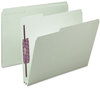 A Picture of product SMD-14934 Smead™ Expanding Recycled Pressboard Fastener Folders with SafeSHIELD® Coated Fasteners 1/3-Cut Tabs, Two 2" Expansion, Letter Size, Gray-Green, 25/Box