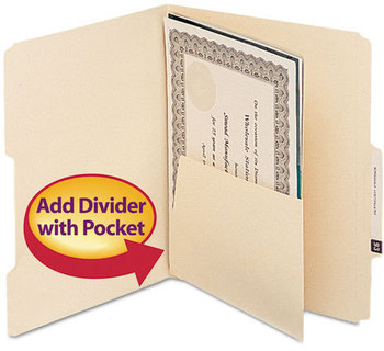 Smead™ Self-Adhesive Folder Dividers for Top/End Tab Folders with 5.5" Pockets 1 Fastener, Letter Size, Manila, 25/Pack