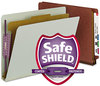 A Picture of product SMD-26855 Smead™ End Tab Pressboard Classification Folders With SafeSHIELD® Coated Fasteners Four 2" Expansion, 1 Divider, Letter Size, Red, 10/Box