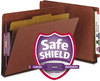 A Picture of product SMD-26855 Smead™ End Tab Pressboard Classification Folders With SafeSHIELD® Coated Fasteners Four 2" Expansion, 1 Divider, Letter Size, Red, 10/Box