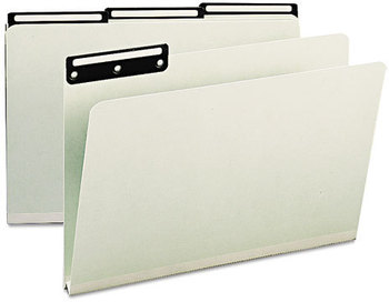 Smead™ Recycled Heavy Pressboard File Folders With Insertable Metal Tabs with 1/3-Cut Legal Size, 1" Expansion, Gray-Green, 25/Box