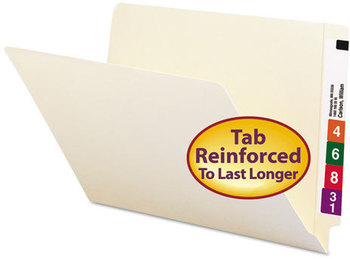 Smead™ Heavyweight Manila End Tab Folders 9.5" High Front, Reinforced Straight Tabs, Legal Size, 0.75" Expansion, 100/Box