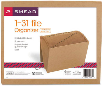 Smead™ Indexed Expanding Kraft Files 31 Sections, Elastic Cord Closure, 1/15-Cut Tabs, Letter Size,