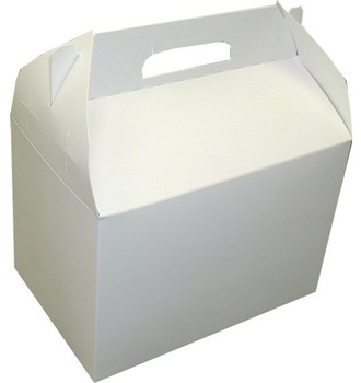 Dixie® Handled Carryout Carton - Conventional Barn Shape. 10#. 6 X 8.625 X 6.5 in. White. 200 count.