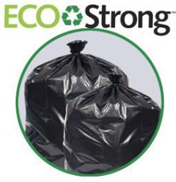 Eco•Strong™ Can Liners, 70 lb. Max Load. 33 gal. 1.2 mil. 33 X 39 in. Black. 25 liners/roll, 6 rolls/case.