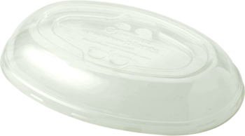 Ingeo™ Compostable Lid.  Fits 32  oz Burrito Bowl.  Clear Color.  50 Lids/Sleeve, 6 Sleeves/Case.