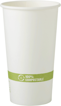 Biodegradable Paper Hot Cup.  20 oz.  White Color.  50 Cups/Sleeve, 20 Sleeves/Case.