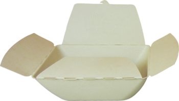 Plant Fiber COMPOST-A-PAK™ To Go Box.  8.5" x 6.6" x 3".  50 Boxes/Sleeve, 4 Sleeves/Case.