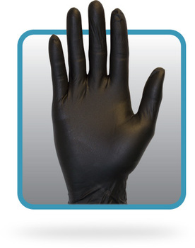 Gloves. Nitrile, Powder-Free, Black Color, Medical Grade, 5.3 Mil, X-Large Size. 100 Gloves/Box, 10 Boxes/Case, 1,000 Gloves/Case.